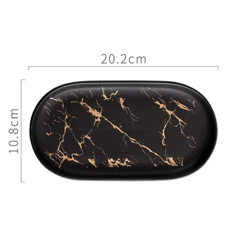 Marble Effect Ceramic Oval Storage Tray