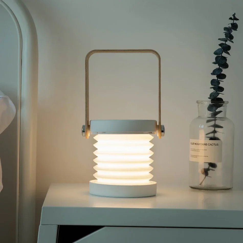 Folding Rechargeable Lantern, Wood-Handle LED Table Lamp - product view 5