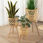Woven Bamboo Plant Pot with Stand