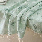 Floral Cotton Tablecloth with Decorative Edging