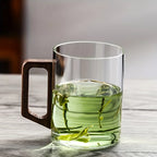 Borosilicate Glass Coffee Mug with Walnut Handle, 399.24 ml (13.5 US fl oz) — product view 4