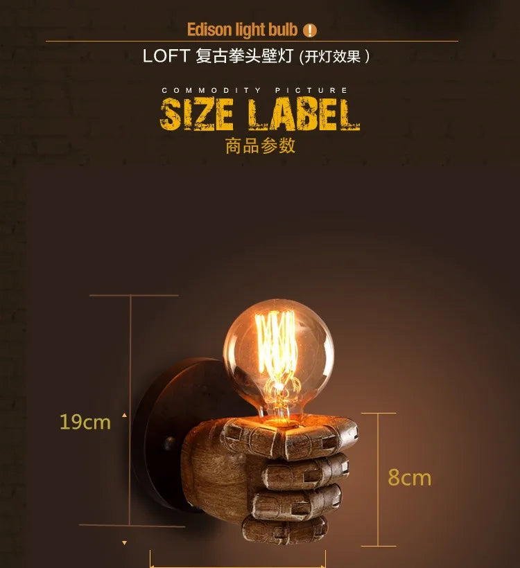 Resin Fist Wall Light, Left or Right Hand Design — product view 7