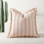 Striped Jacquard Fringe Cushion Cover – image 3