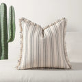 Striped Jacquard Fringe Cushion Cover – image 4