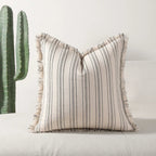 Striped Jacquard Fringe Cushion Cover – image 4