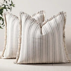 Striped Jacquard Fringe Cushion Cover – image 6