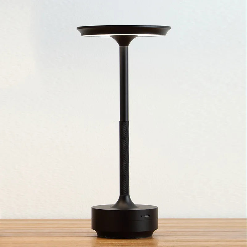 USB-C Rechargeable Table Lamp, Dimmable Aluminium LED Light - Black