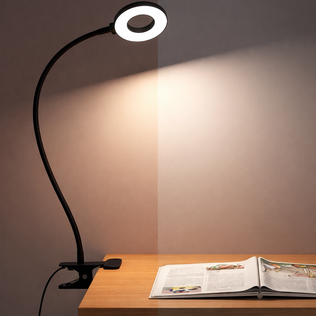 Desk Lamp Clip Flexible LED Reading Light 3 Colour Modes