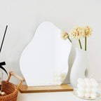 Curved Acrylic Table Mirror with Wooden Base