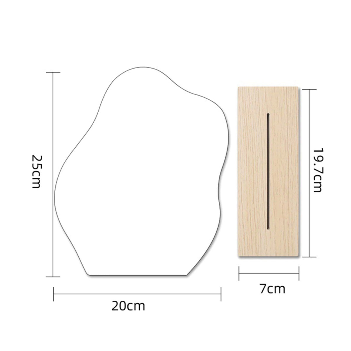 Curved Acrylic Table Mirror with Wooden Base
