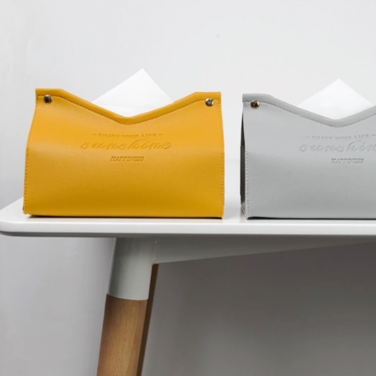 Faux Leather Tissue Box Cover