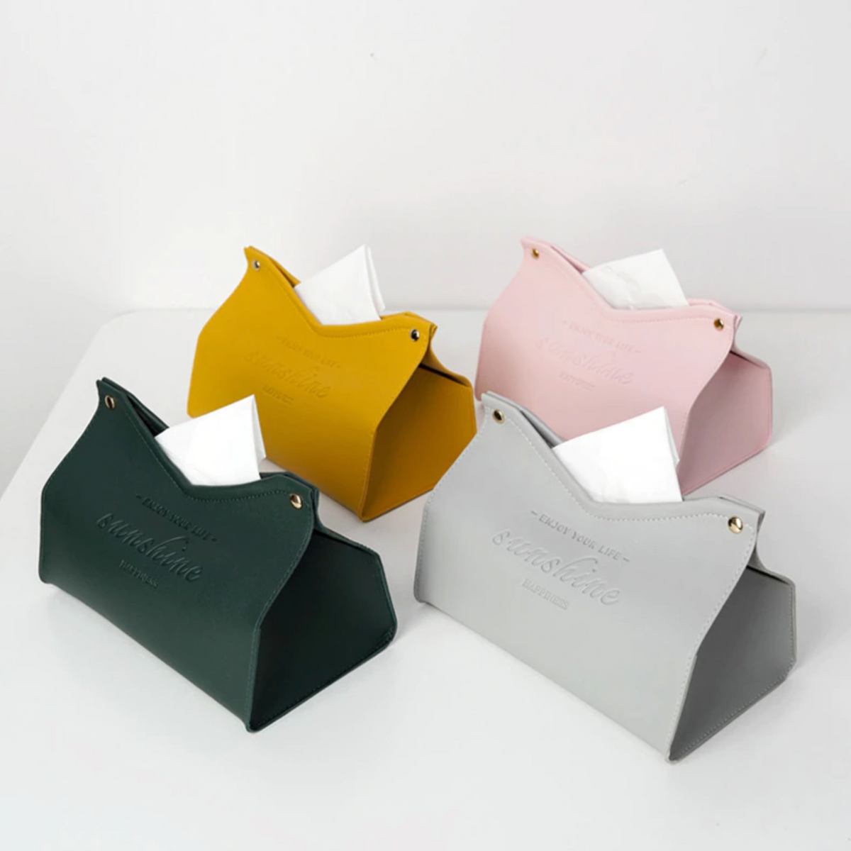 Faux Leather Tissue Box Cover