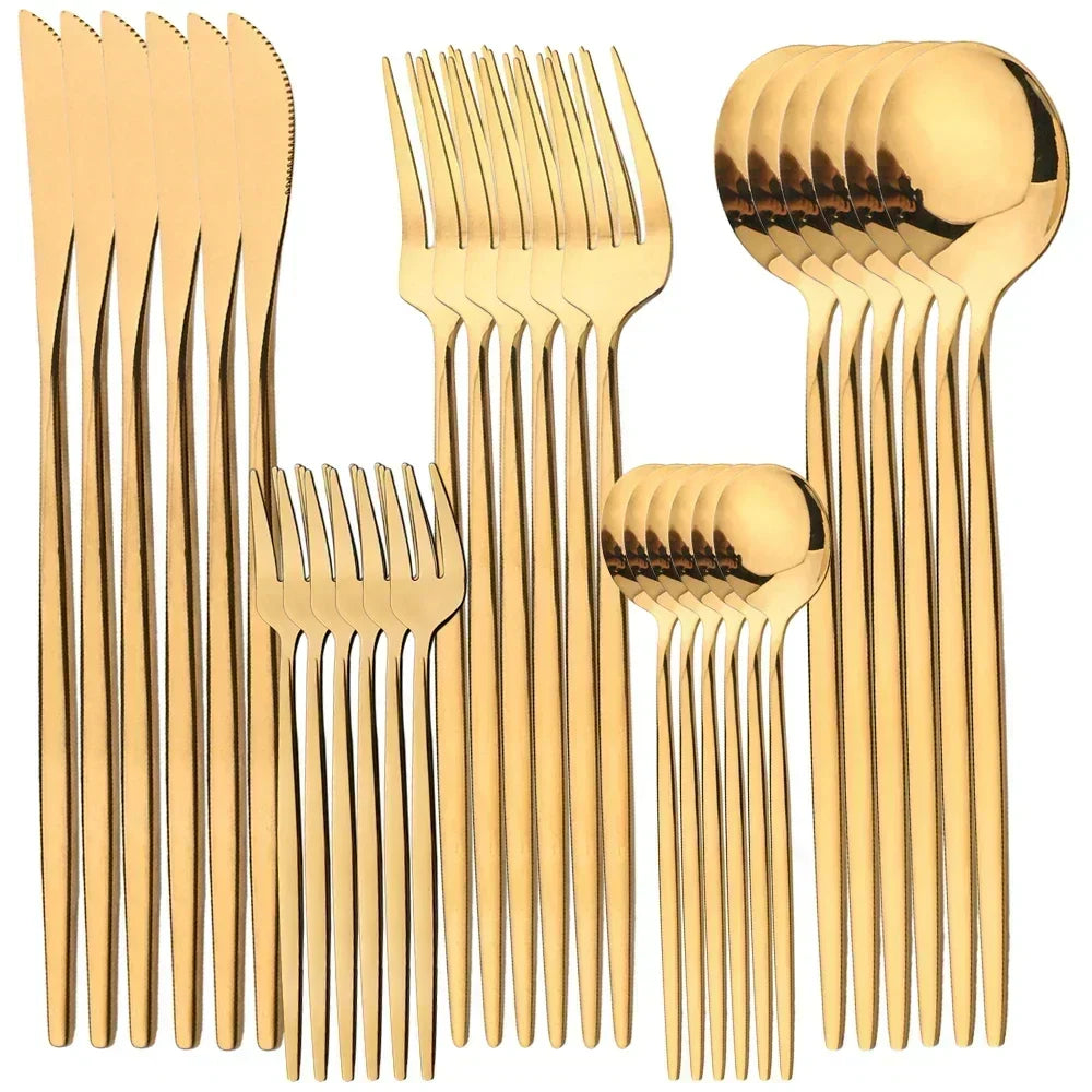 Polished Stainless Steel Cutlery Set, 30 Pieces
