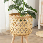 Woven Bamboo Plant Pot with Stand