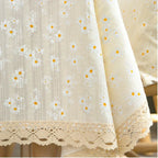 Floral Cotton Tablecloth with Decorative Edging