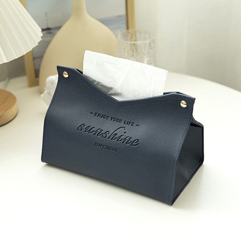 Faux Leather Tissue Box Cover