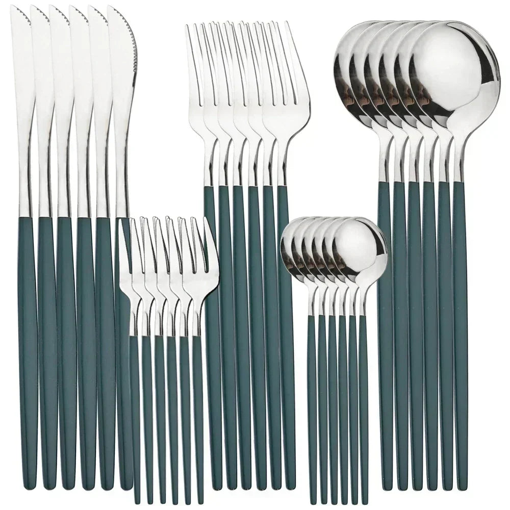 Polished Stainless Steel Cutlery Set, 30 Pieces