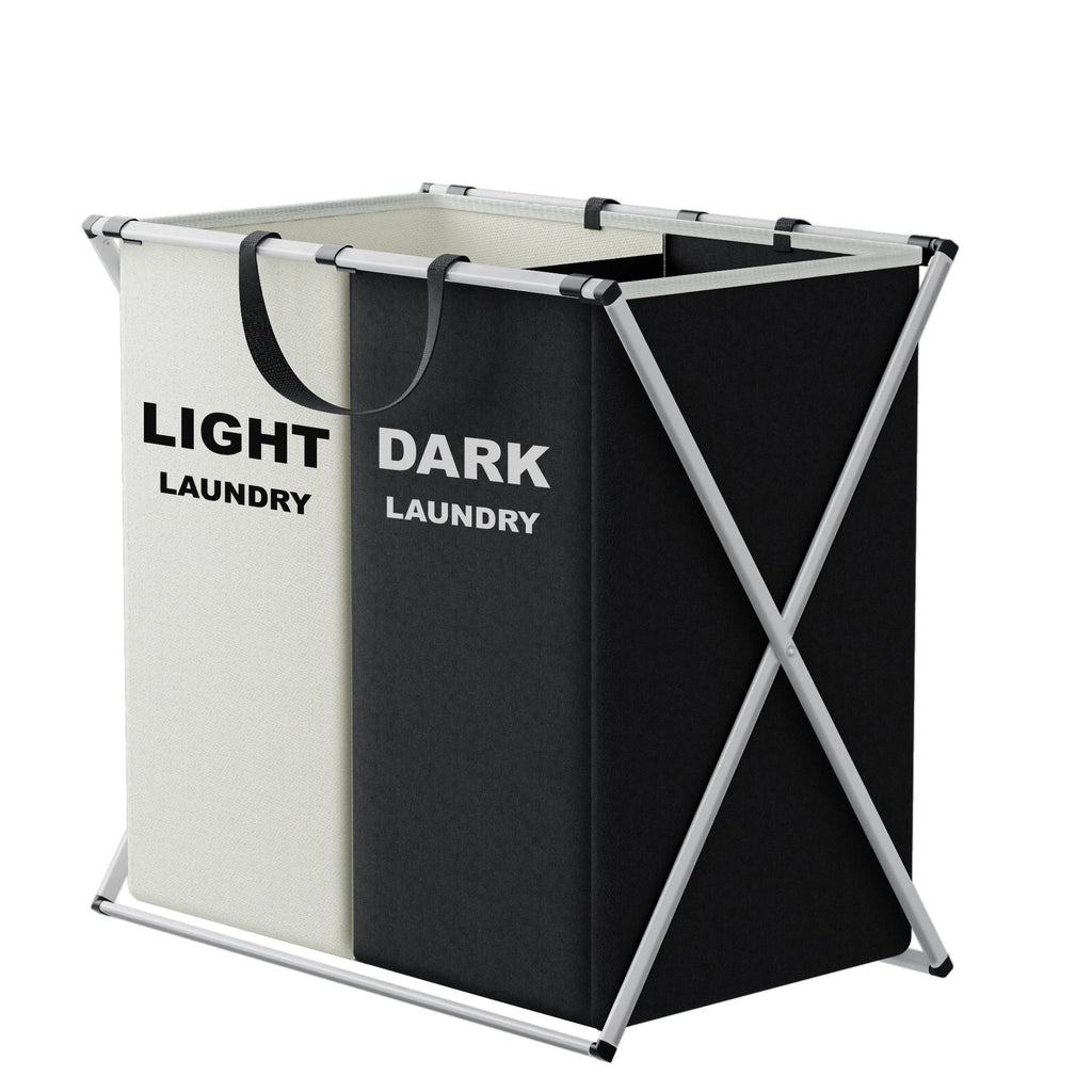 Multi-Section Laundry Hamper Foldable Clothes Basket with Compartments