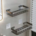 Adhesive Shower Caddy, Black No-Drill Bathroom Organiser - product view 3