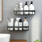Adhesive Shower Caddy, Black No-Drill Bathroom Organiser - product view 4