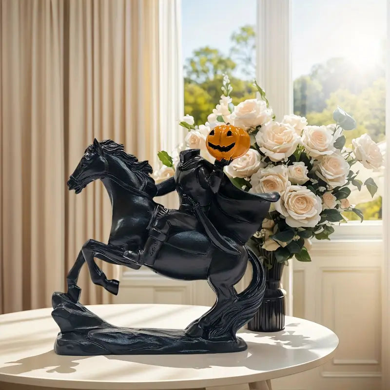 Headless Horseman Halloween Figurine, Resin Pumpkin Rider Decor - product view 2