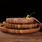 Round Wooden Snack Serving Tray with Five Compartments - product view 5