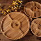 Round Wooden Snack Serving Tray with Five Compartments - product view 4