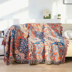 Floral Jacquard Cotton Throw Blanket for Sofa Styling - product view 1