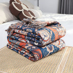 Floral Jacquard Cotton Throw Blanket for Sofa Styling - product view 4