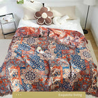 Floral Jacquard Cotton Throw Blanket for Sofa Styling - product view 2