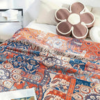 Floral Jacquard Cotton Throw Blanket for Sofa Styling - product view 3