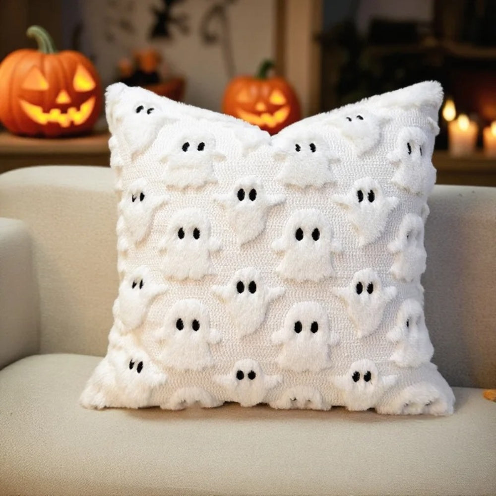 Plush Ghost Halloween Cushion Cover – image 7