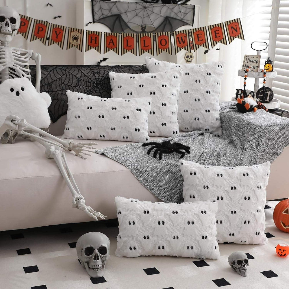 Plush Ghost Halloween Cushion Cover – image 2