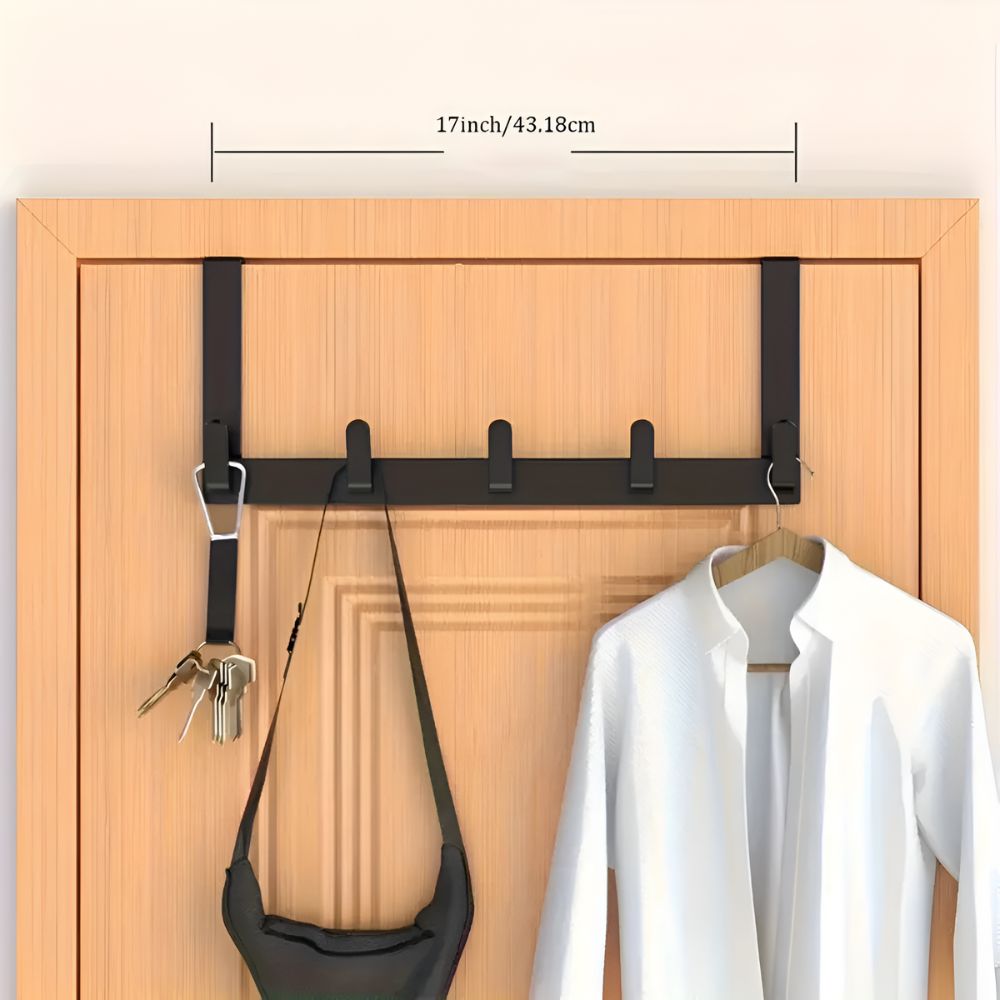 Over-the-Door Hook Rack, Stainless Steel 5-Hook Organiser - product view 5