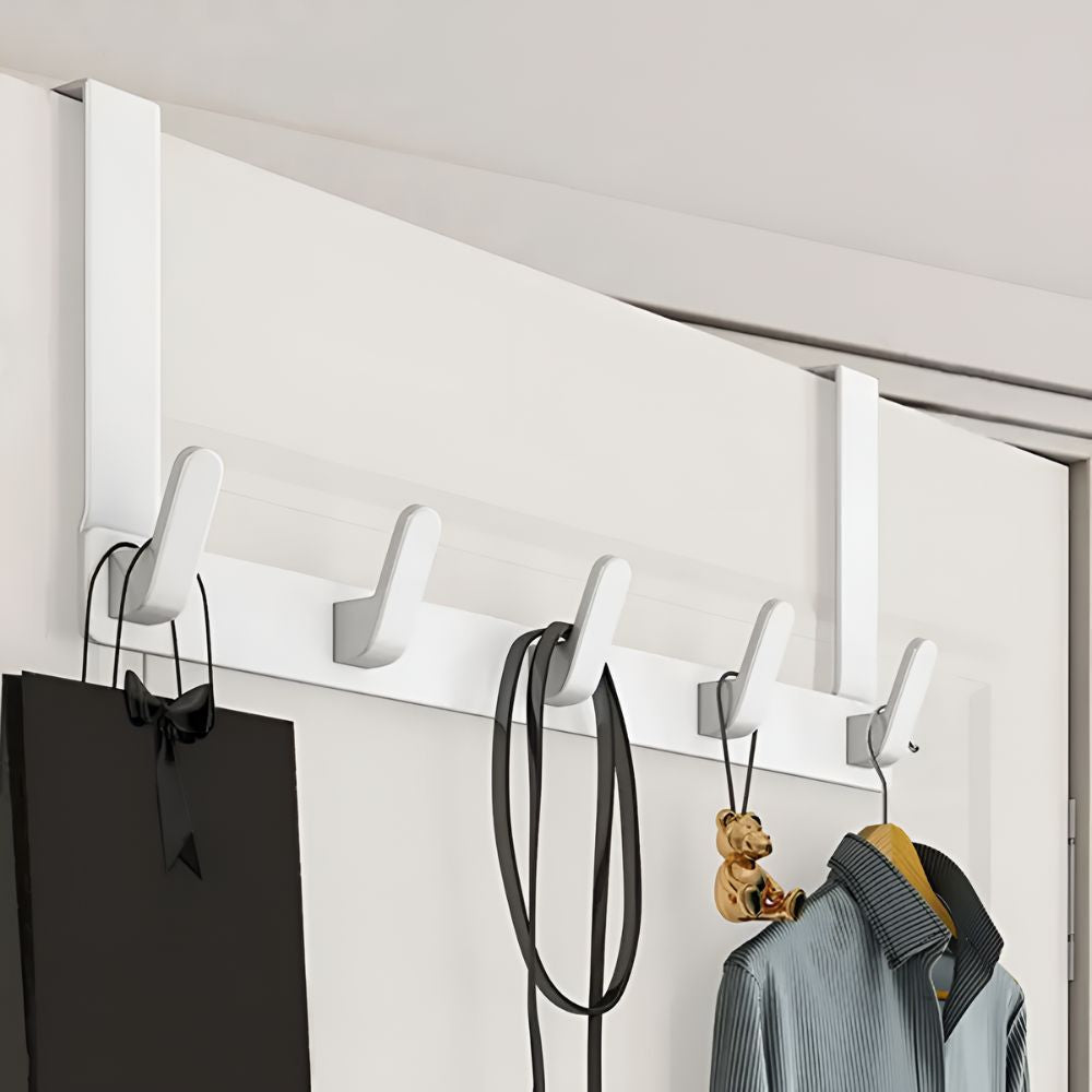 Over-the-Door Hook Rack, Stainless Steel 5-Hook Organiser - product view 1