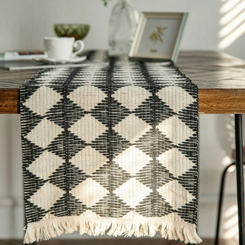 Diamond Woven Tassel Table Runner – image 3
