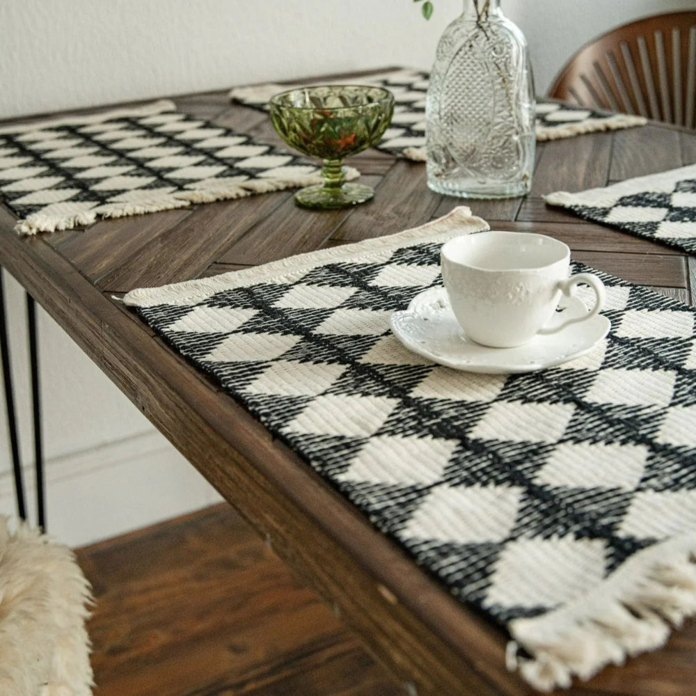 Diamond Woven Tassel Table Runner – image 7