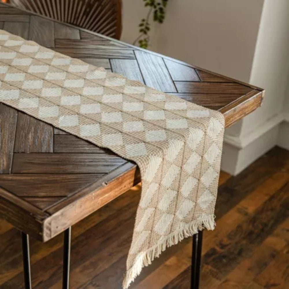 Diamond Woven Tassel Table Runner – image 6
