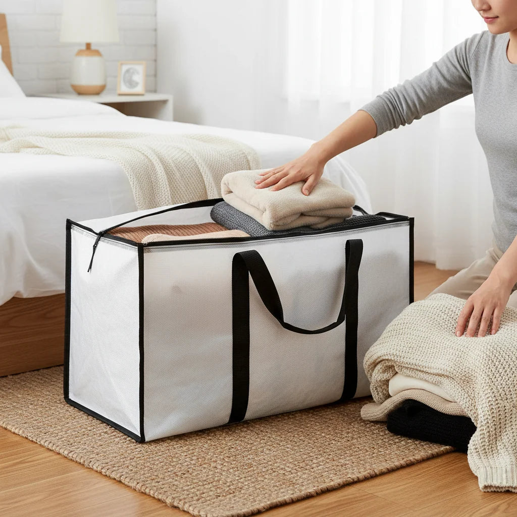 Storage Bags Heavy Duty Moving Tote Waterproof Zipper Organiser