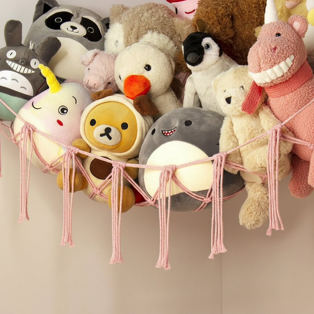 Hanging Toy Storage Hammock Macrame Organiser Stuffed Animals Decor