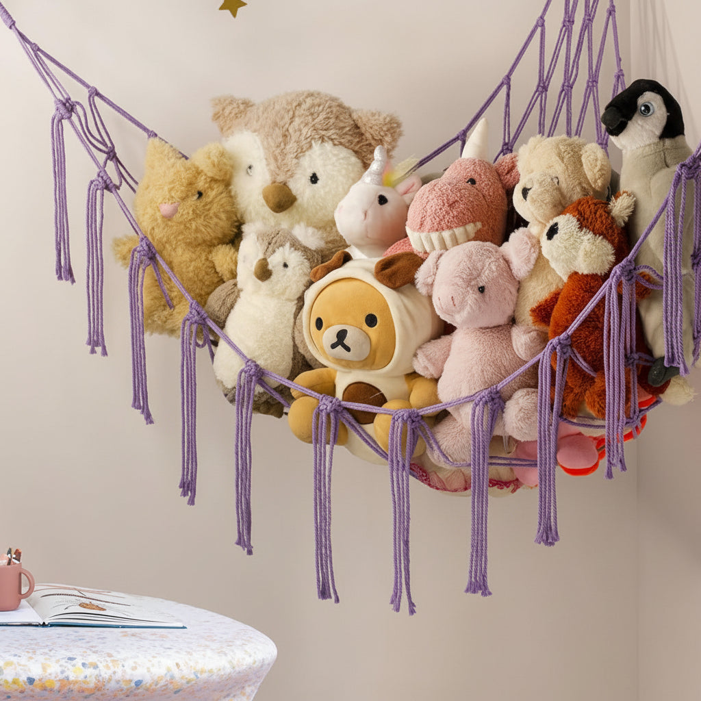 Hanging Toy Storage Hammock Macrame Organiser Stuffed Animals Decor