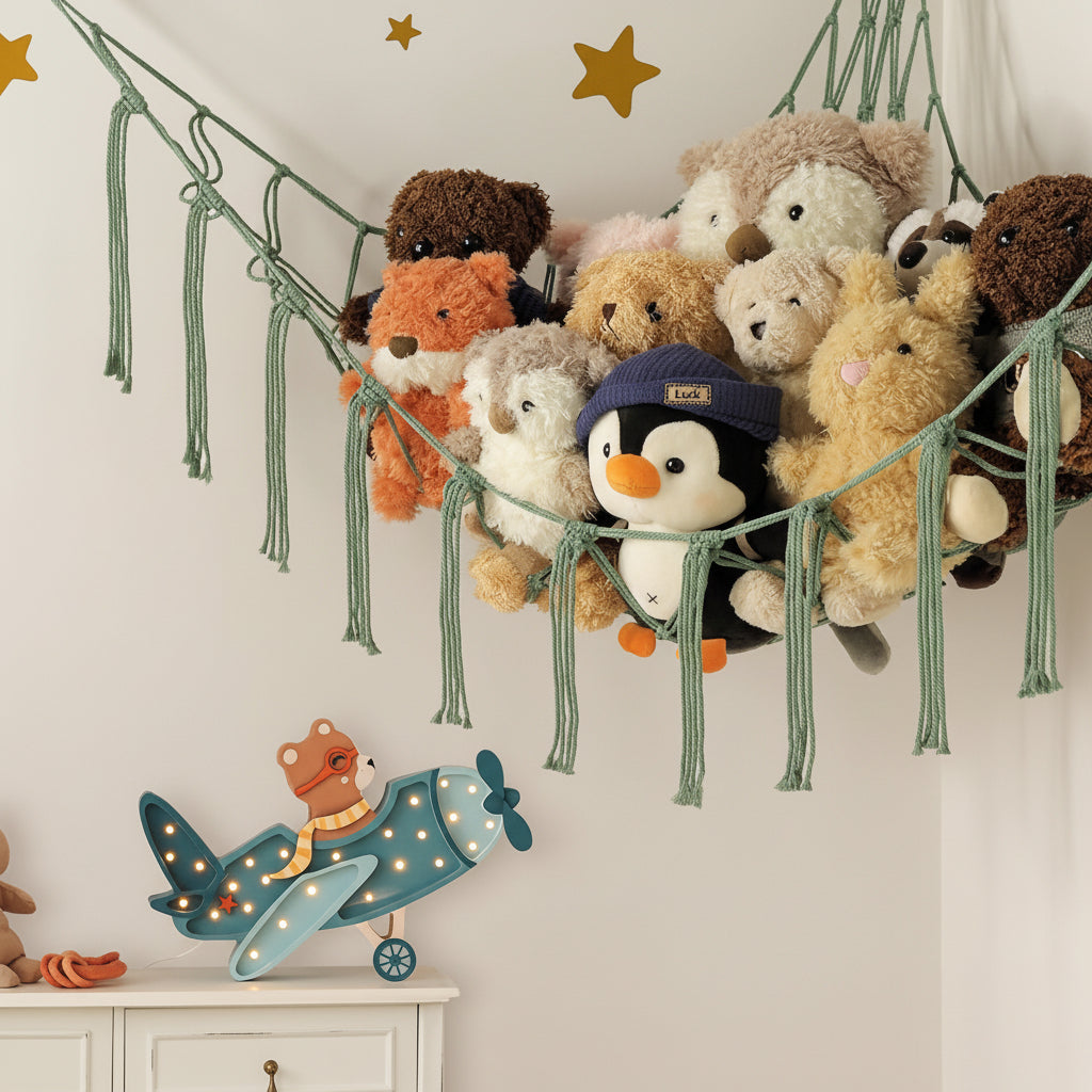 Hanging Toy Storage Hammock Macrame Organiser Stuffed Animals Decor