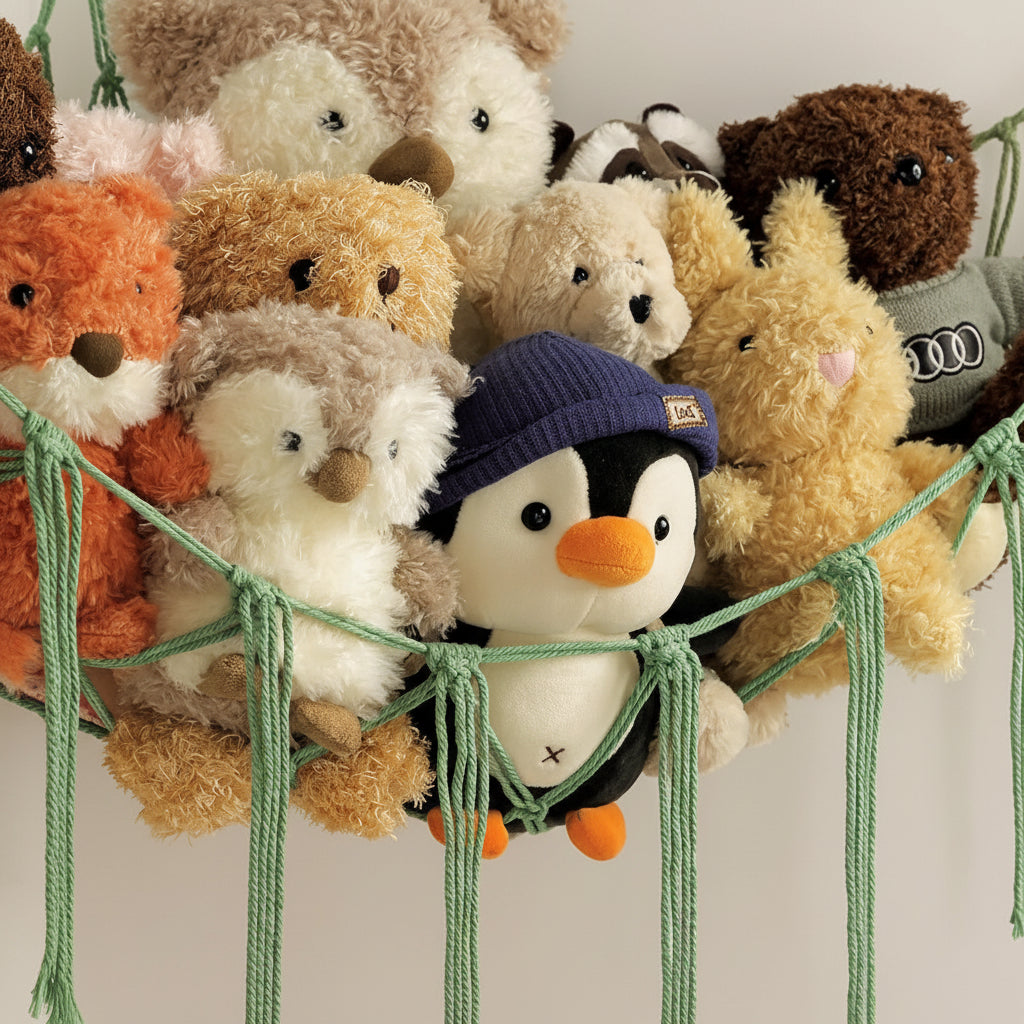 Hanging Toy Storage Hammock Macrame Organiser Stuffed Animals Decor