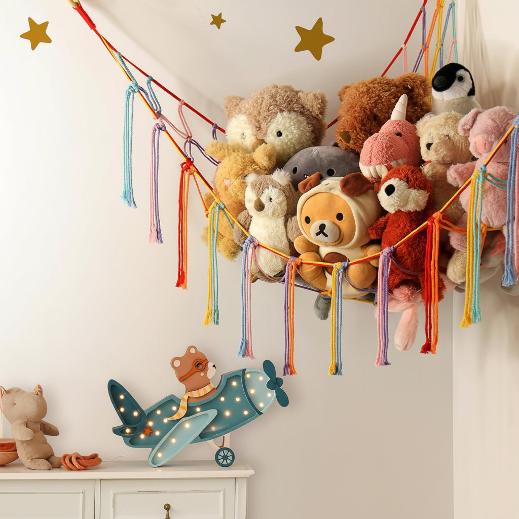 Hanging Toy Storage Hammock Macrame Organiser Stuffed Animals Decor