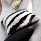 Striped Faux Fur Cushion Cover, Soft Sofa Accent - product view 3