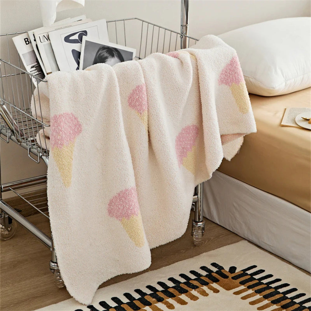 Ice Cream Pattern Knitted Throw Blanket - product view 2