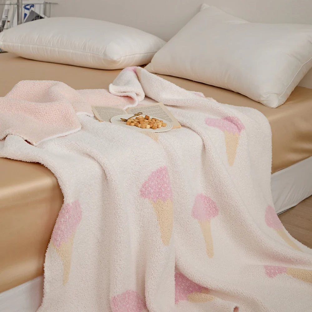 Ice Cream Pattern Knitted Throw Blanket - product view 5