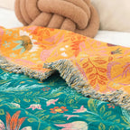 Forest Pattern Cotton Blanket in Sunset Tones - product view 3
