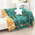 Forest Pattern Cotton Blanket in Sunset Tones - product view 1