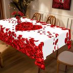 Tablecloth Rose Petal Heart Romantic Polyester Dining Table Cover